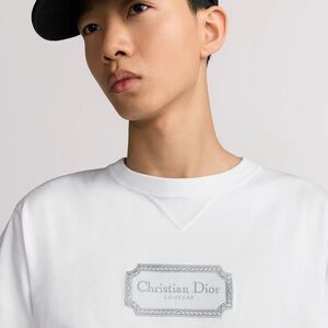 Christian Dior Relaxed-Fit White Tshirt Embroidered Logo